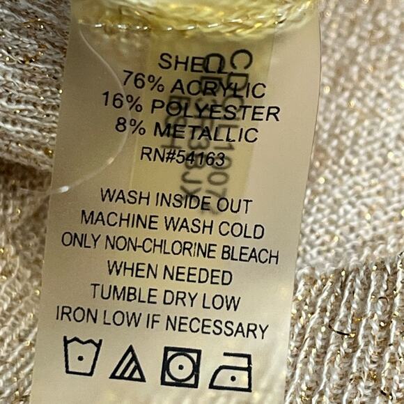 Calvin Klein gold metallic button-down crop cardigan size large - Picture 10 of 10